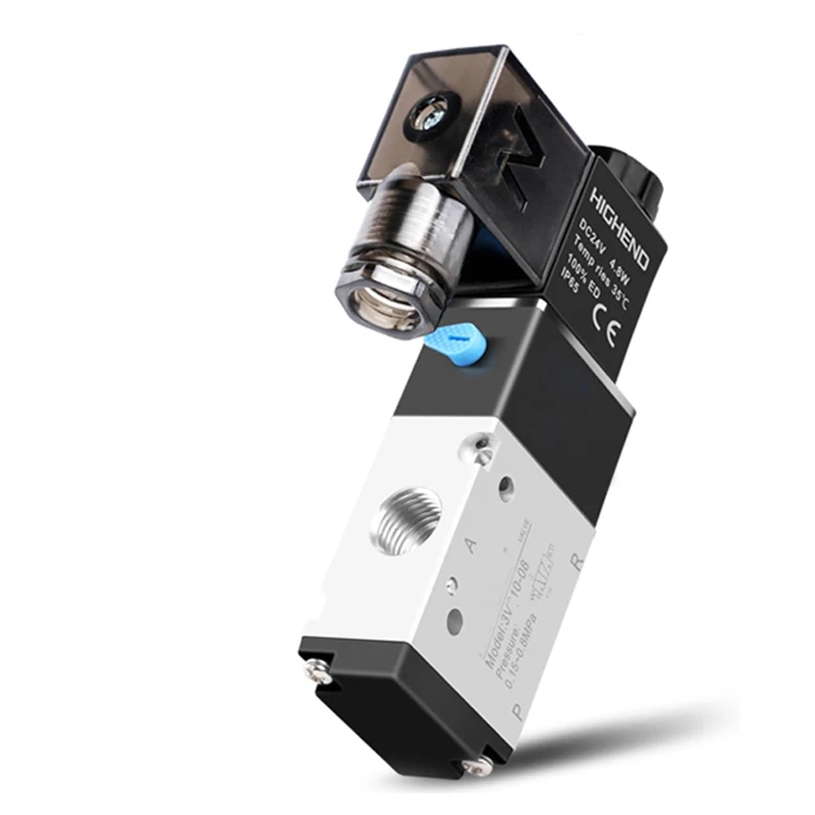 3V110-06 Válvula solenoide de 12 V y 1/8", válvula de Control de Aire neumática de 3 vías, válvula magnética de Gas eléctrica, Cuerpo de Aluminio(Wire W 12mm Fitting,DC12V)