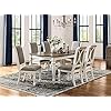 Roundhill furniture belleza french country 7 piece dining set antique white and weathered oak  urban country home decor
