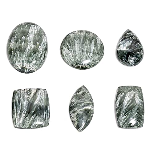 4Pcs Natural Seraphinite Gemstone Wholesale Cabochons Lot, Jewelry Making Loose Gemstone, Polished Home Decor Specimen, Diy, Wire Wrapping, Reiki, Healing Crystals, Bulk Gemstone Deal #TOP3