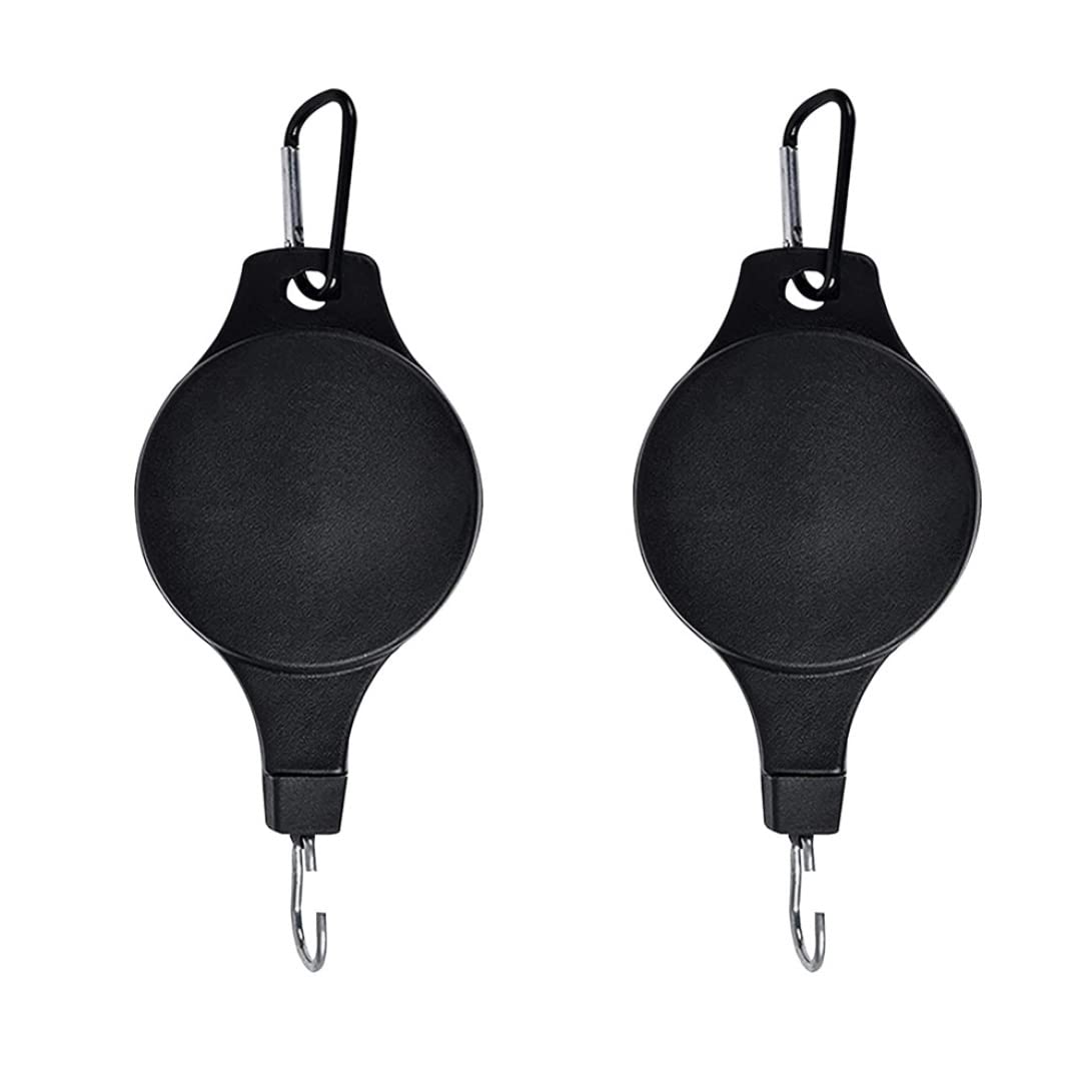 2PCS Retractable Hanger Adjustable Heavy Duty Plant Pulley Hook For Hanging Planters Flower Basket Pots, Plant Pulley Hanger Adjustable Hanging Basket Hook Retractable Ceiling Hooks Black 2PCS