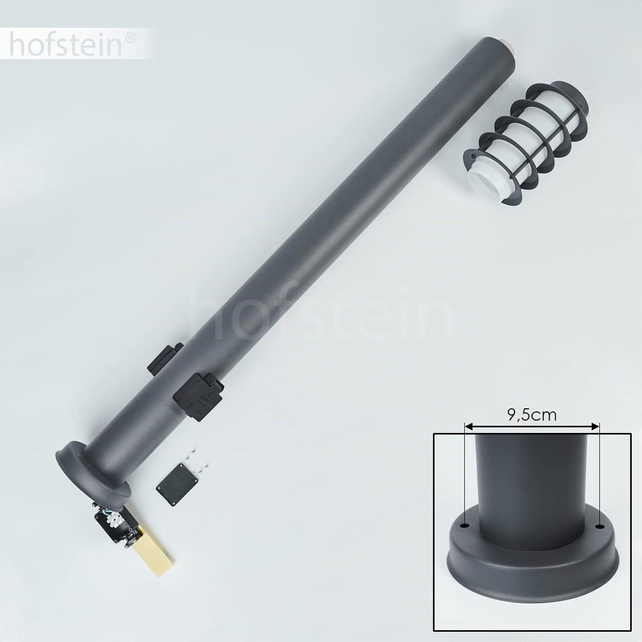 HOFSTEIN Wegeleuchte Tunes, Außenwegeleuchte mit 2 Steckdosen aus Metall/Kunststoff in Anthrazit/Weiß, moderne Außenleuchte für Garten, Außenbereich, Hof, Terrasse, Höhe 110 cm, E27, IP44