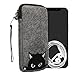 Produktbild kwmobile Handytasche für Smartphones XXL - 7" - Handy Filztasche - Neugierige Katze Grau Schwarz - 17,7 x 8,5 cm Innenmaße