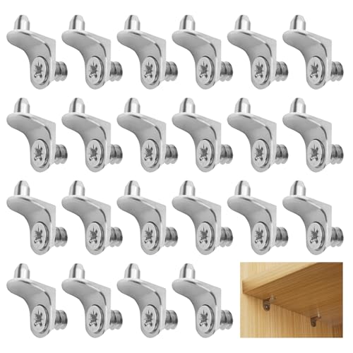 22 Pz Supporto Mensola D5, Reggipiano Angolare Con Perno e Vite, Ø 5 mm, Staffe a L, In Zama， Antiruggine, Accessori di Supporto per Ripiani, Supporti per Mensole e Mobili, Mensole per Mobili Pins