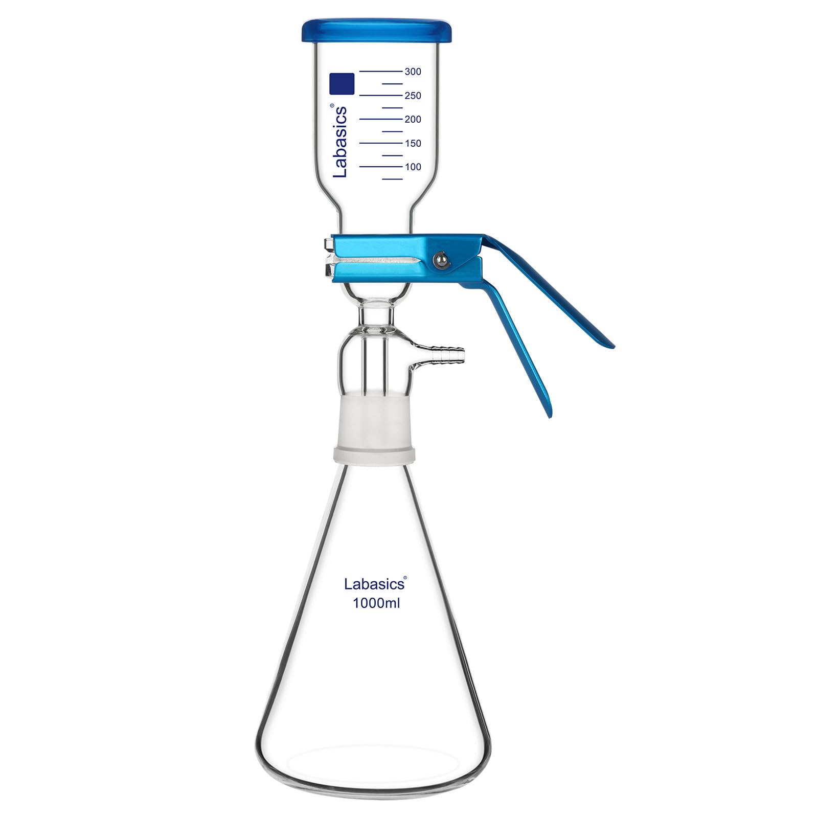 Labasics Vakuum-Filtrationsgerät, Borosilikatglas, 10μm Sandkern-Filterplatte, 1000 ml Filterkolben, mit 300 ml Messbecher