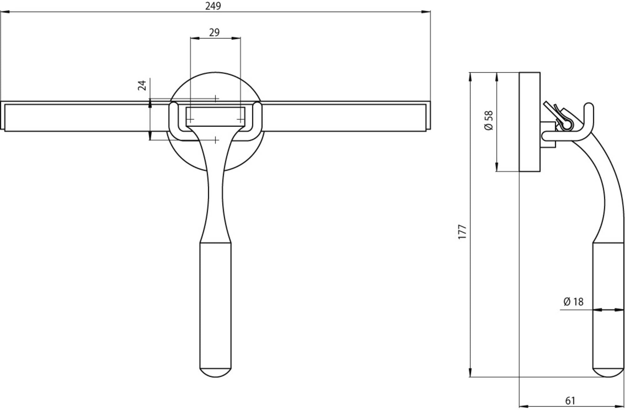 emco system2 Duschwischer, mit Halterung, inklusive Ersatz-Gummilippe, grau, 353400100