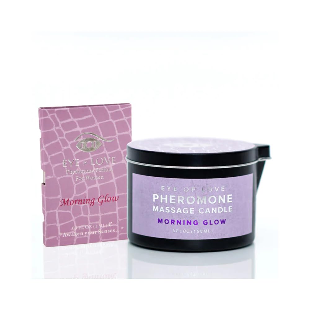 Eye of Love - Morning Glow - Pheromone Massage Oil Candle, Shea Butter Base to Attract Men, 5 fl oz. 150 ml