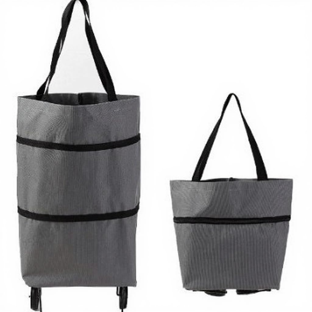Portable Folding Grocery Shopping Cart | Gray Lightweight 360gsm Oxford Fabric with Wheels, 10kg Load Capacity, Korean-Style Design, Ideal Portable Folding Grocery Shopping Cart | Gray Lightweight 360gsm Oxford Fabric with Wheels, 10kg Load Capacity, Korean-Style Design, Ideal