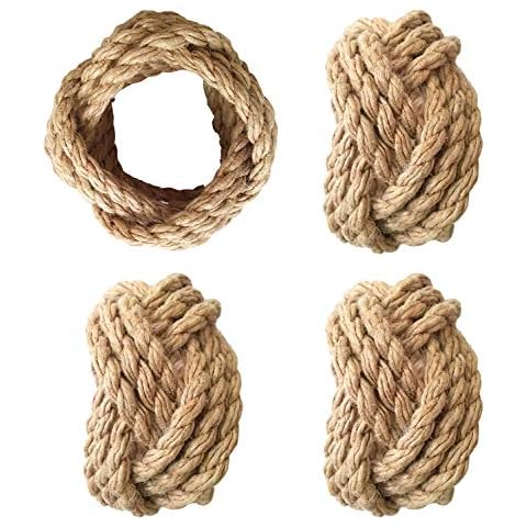 KPAVIR Handmade Jute Napkin Rings Set of 4 Cover