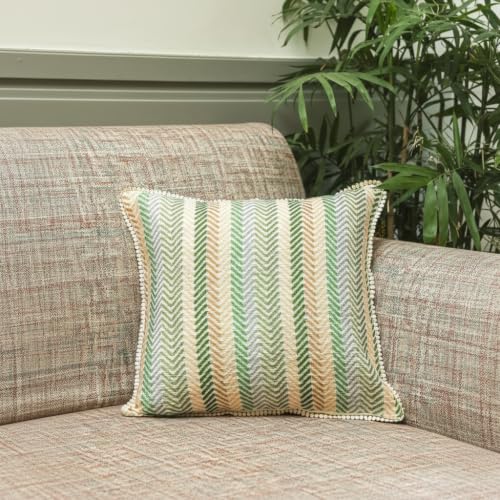 Image of Palm Stories Cushion Cover Set Decorative Pillow Cover & Throws for Living Room & Bedroom, Cushion Cover & Throws (Zig Zag)