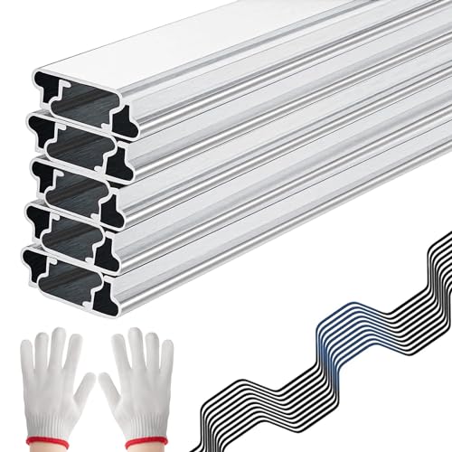 Greenhouse Spring Wire & Lock Channel - 10 Sets 6.6 ft PVC Coated Spring Wire & Aluminum Alloy U-Channel Bundle with Nylon Gloves for Fast Fix Poly Film Shade Cloth