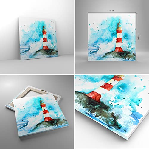Quadro su Tela 40x40cm Stampe da Parete Faro Acqua...