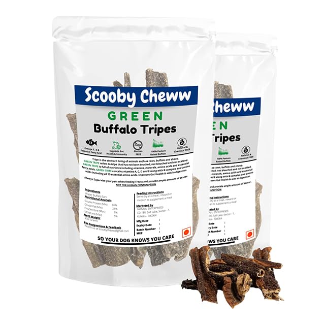 Scooby Cheww-Dry Green Buffalo Tripe Treat | Rich in Omega 3,Omega 6 & Fatty Acids | Single Ingredient, Dehydrated Buffalo Tripe for Dogs | Natural Dog Chew Treat (Pack of 2) (B0DH2SF8JN) Amazon Price History, Amazon Price Tracker