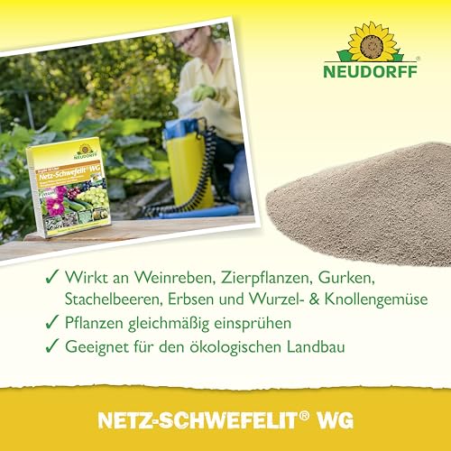 Neudorff Netz-Schwefelit WG – Zur wirksamen Bekämpfung von Pilzkrankheiten wie Echter Mehltau an Zierpflanzen wie Rosen, Gemüse und Obst, 75g