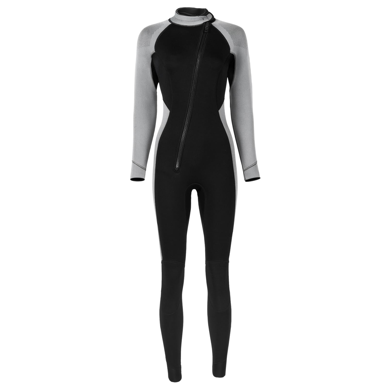 dPois Damen 3mm Neoprenanzug Lang Thermo Schwimmanzug Tauchanzug Vorne mit Reißverschluss Schwimmen Surfen Tauchen Badekleidung