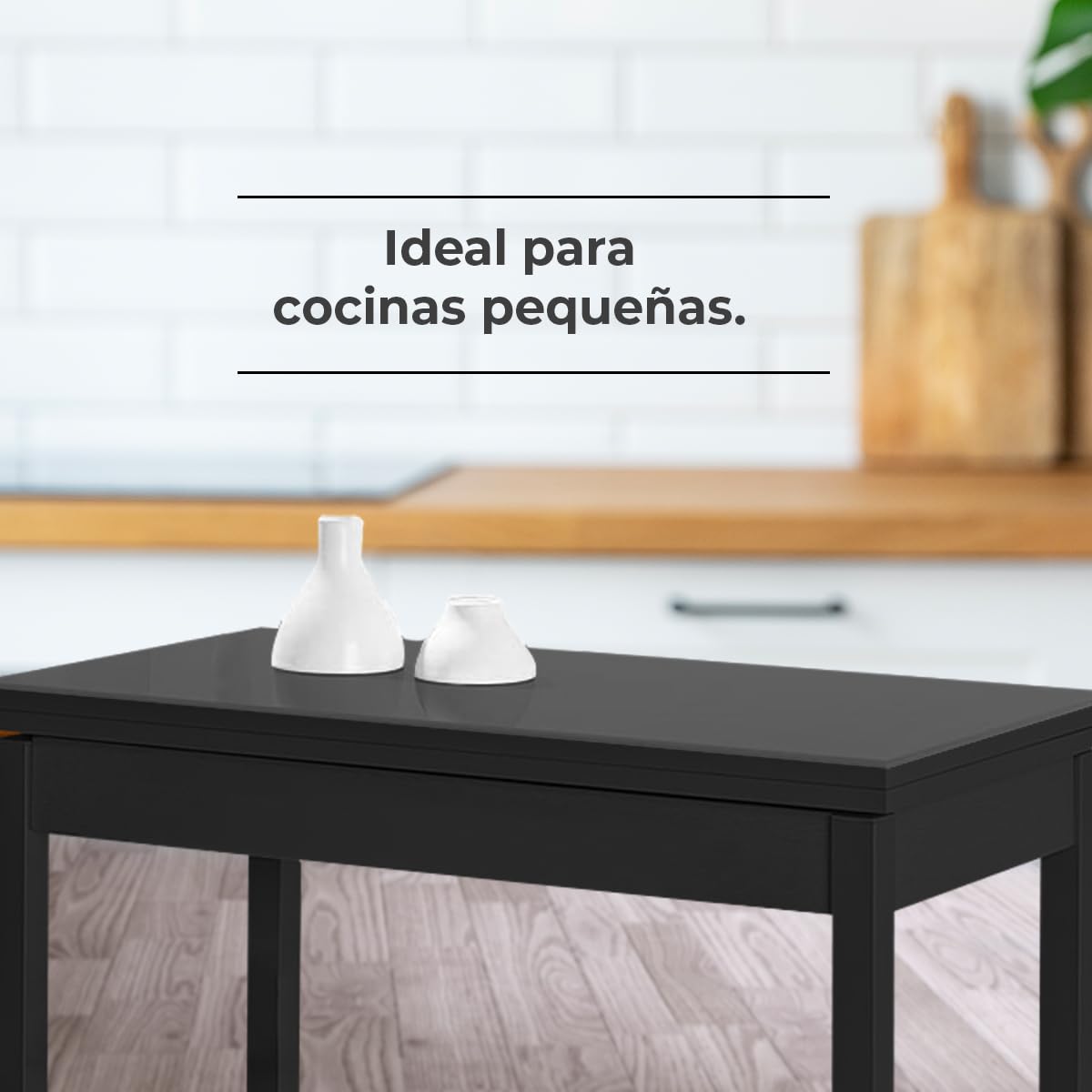 ASTIMESA Tipo Libro Tavolo da Cucina, Nero, 80 x 40 cm a 80 x 80 cm