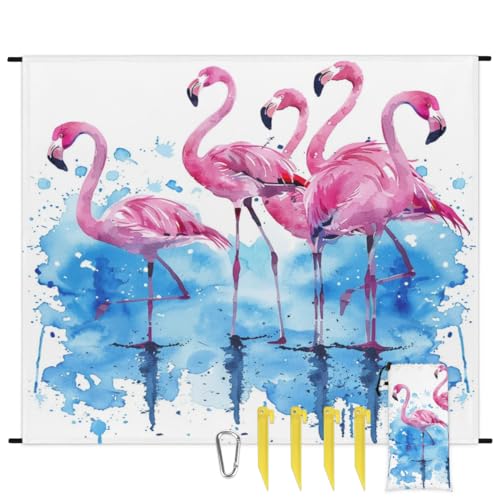 YPPAHHHH Dancing Flamingos Beach Blanket Waterproof Sandproof Funny Bird Extra Large Beach Mat Sand Free Quick Drying Lightweight Durable Outdoor Picnic Blanket for Travel, Camping, Hiking