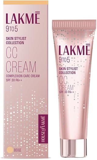 Lakme 9 To 5 Complexion Care Face CC Cream, Beige, SPF 30, Conceals Dark Spots & Blemishes, 30 g (Packaging may vary)