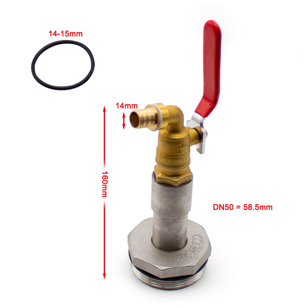 2" Fasshahn Messing Fasshahn, Kugelhahn 200l ölfassadapter DN50 Fasshahn Fasszapfen Wasserhahn Wasserhahn Einlass Kupfer Ablassventil