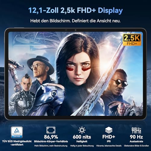 Blackview Mega3 Tablet 12 Zoll 36GB RAM+256GB ROM (2TB TF) Android 15 Octa Core G100, 8800mAh Gaming Tablets PC 90Hz 2,5K FHD Display 50MP+13MP 5G WiFi+4G LTE/Face ID/Stift-Inkl/Widevine L1/GMS/GPS – Bild 5