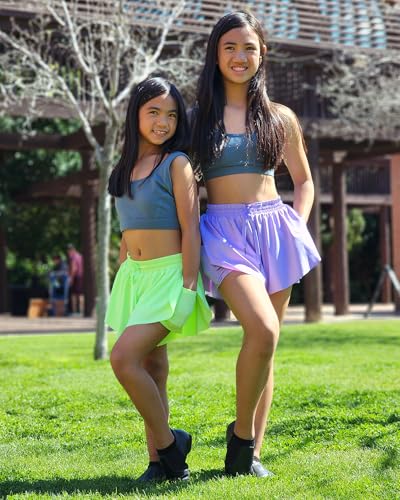 Image of Stelle Girls Flowy Shorts with Pockets Athletic Running Skirt High Waist Butterfly 2 in 1 Sports Short 5-16 Years