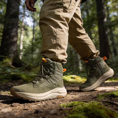 Image of NORTIV 8 Men's Wide Toe Box Work Tactical Boots | Barefoot low drop leather military boots with side zipper for hiking, motorcycle riding and combat Pikes