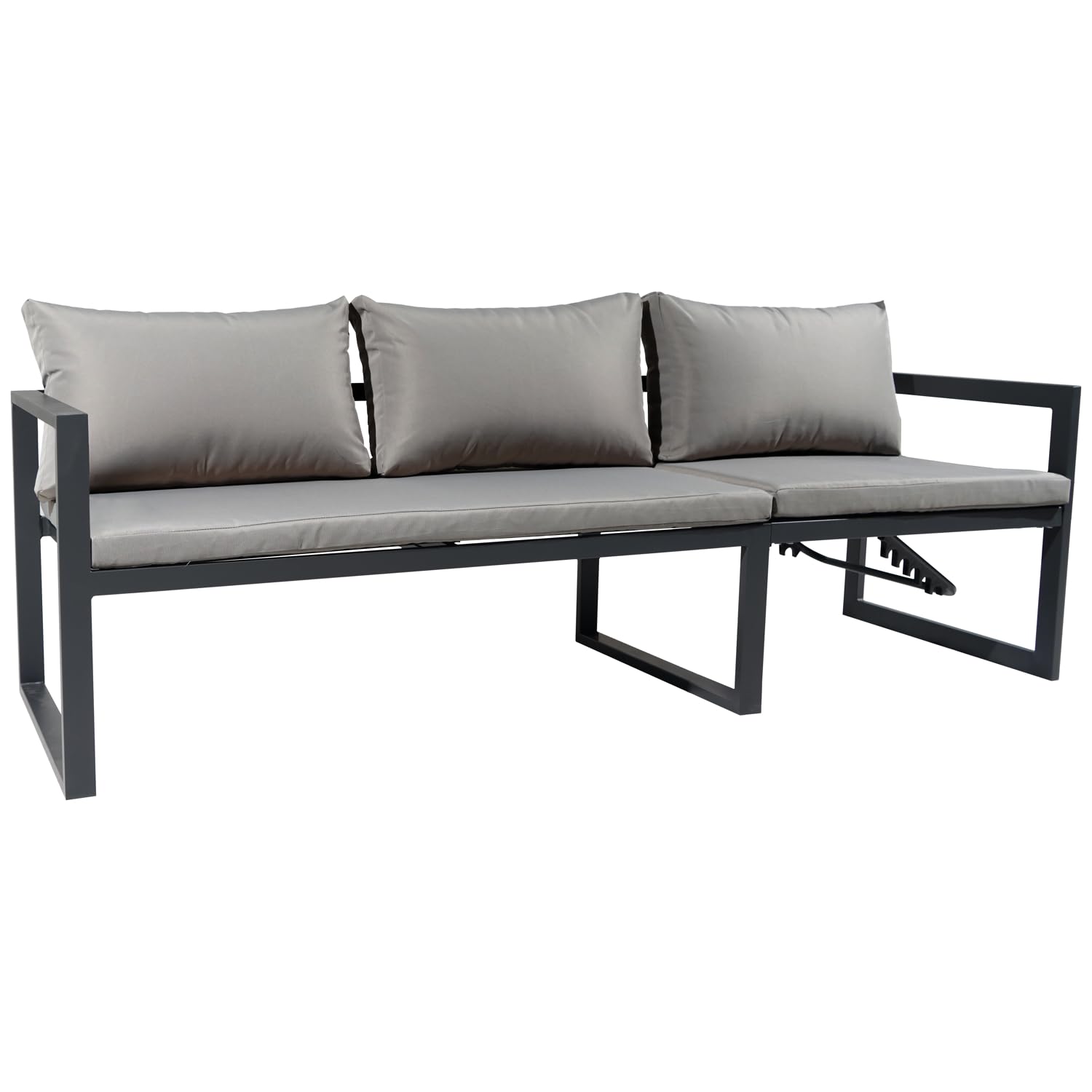 Salon de Jardin modulable Ibiza en Tissu Gris 7 Places - Aluminium Anthracite
