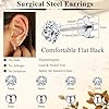 Adramata 12 Pairs Stud Earrings for Women Surgical Steel Earrings Hypoallergenic Huggie Hoop Earrings Tiny CZ Flat Back Earrings Set Helix Piercing Cartilage Earrings Gold Silver Earrings for Women #1