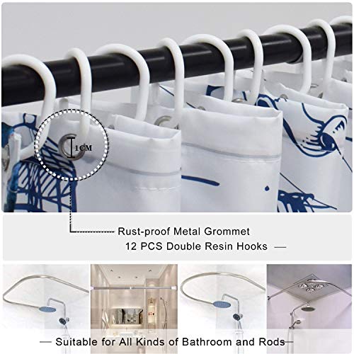 Desihom Blue Nautical Octopus Shower Curtain Set Funny Ocean Kraken Shower Curtains For Bathroom Cool Octopus Decor Polyester Fabric-72" X 72" #TOP3