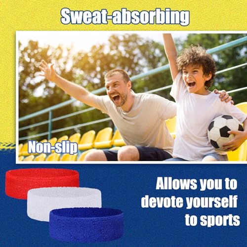 Image of Libima Kids Sweatbands Bulk Boys Headband for Sports Kids Cotton Terry Youth Sweatbands Elastic Sports Headbands Wicking Athletic Bands for Team Activity