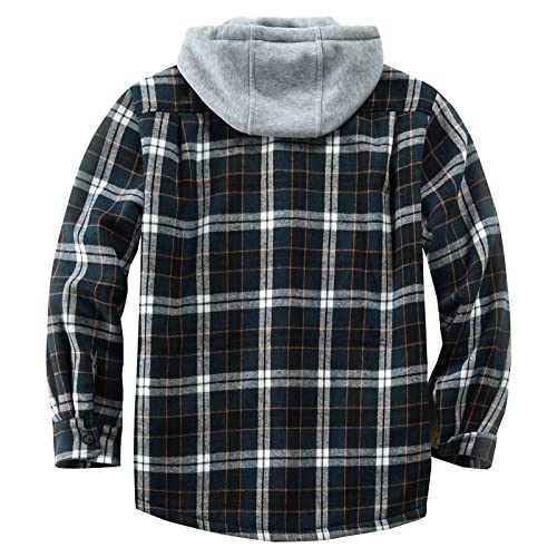 Image of Men's Cotton Plaid Shirt Jacket Fleece Flannel Sherpa Button Down