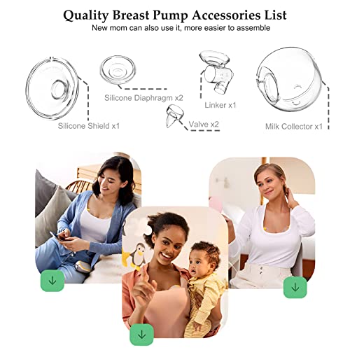 Image of Wearable Breast Pump Parts Milk Collector Cup Accessories 24mm Compatible with Momcozy /TSRETE S9 /S10 /S12 Pump Replacement Parts(1 Whole Bowl), Extra 1pcs Duckbill Valve&Silicone Diaphragm