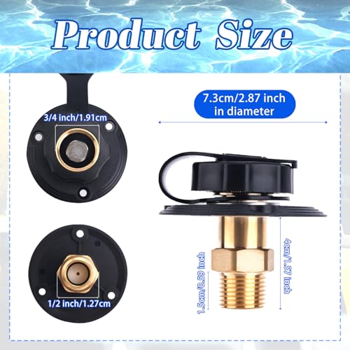 Image of BOXOB RV City Water Inlet with Brass Check Valve, Anti-Backflow 3 /4 inch NH Female to 1 /2 inch NPT Male RV Water Inlet Replacement for Camper Trailer Marine Motorhome