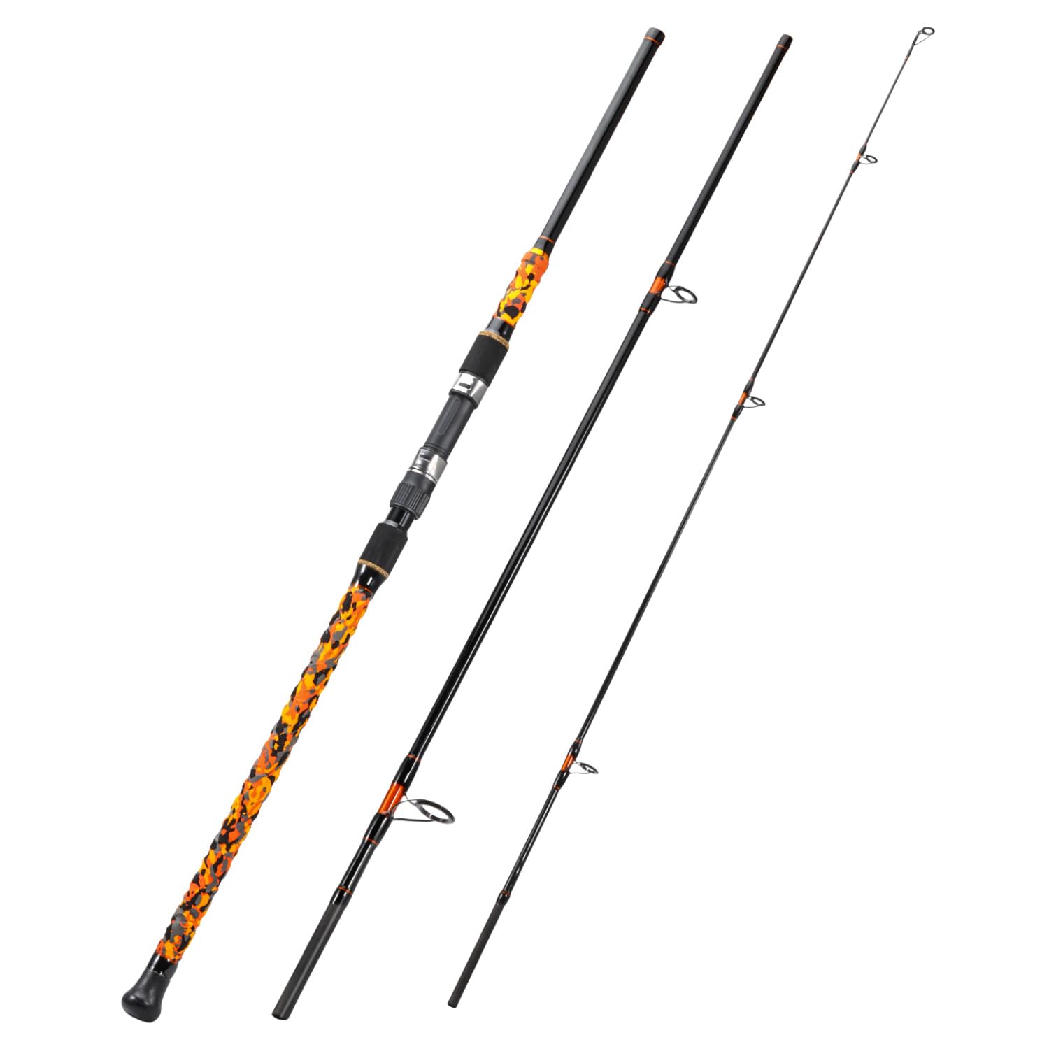 Sougayilang Spinning Fishing Rod,3-section Durable Carbon Rods with Stainless Steel Guides，EVA Handle, for Freshwater and Sea Fishing Suitable for catching big fish Carp Surf-27O