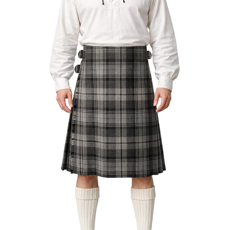 BRAW CLANS TARTANS Traditional Men's Kilt - 16oz Scottish 8 Yard Deluxe, Fringed Design with Extra Deep Pleats and Three Leather Straps - Special Occassions, Wedding