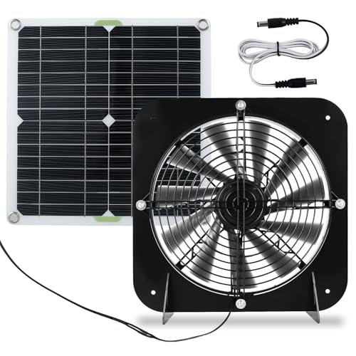 Solar Panel Fan Kit 13.5inch 100W Waterproof Solar Powered Exhaust Fan 3000rpm Auto Adjustable High Efficiency Cooling Chicken Solar Fan Solar Camping Fan for Dog Kennel