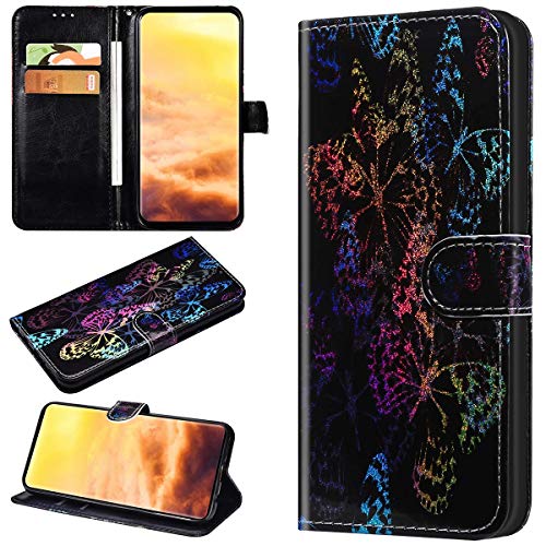 Robinsoni Case Compatible with Sony Xperia 10 Plus Phone Case Wallet Leather Light Reflecting Mirror Case Kickstand Notebook Cover Flip Stand Book Style Case Silicone Colorful Animal Case Butterfly