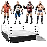 Rising Stars of Wrestling Series Action Figures: Set of 4 Loose Figures & Wrestling Ring