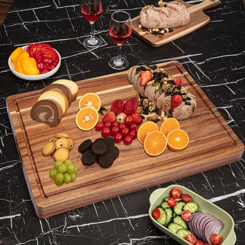 Tabla de Cortar Grande de Madera Acacia 50.8x38.1 cm con Surco y Mango miniatura 5