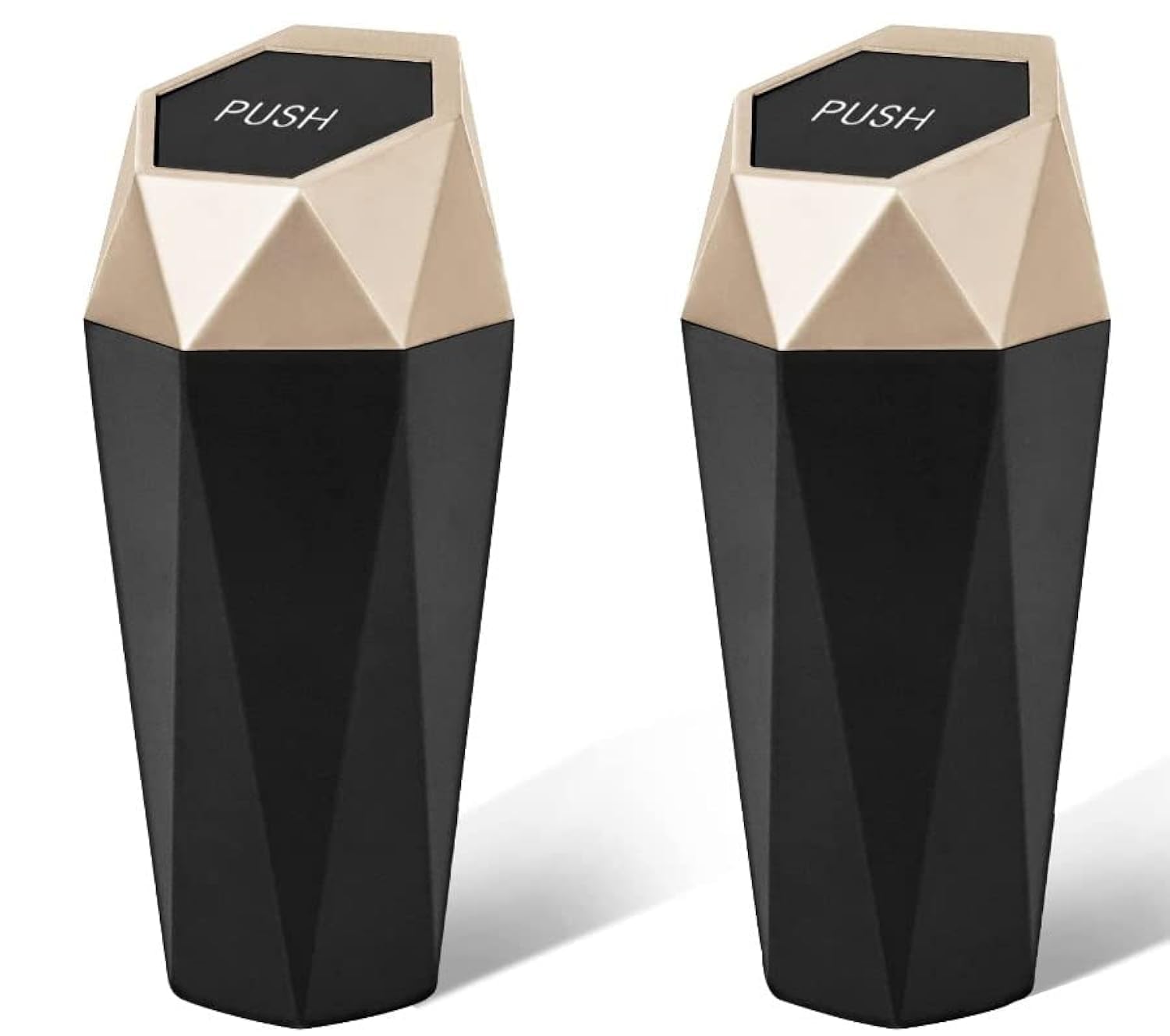 THE WHITE SHOP Car Trash Can with Lid, Diamond Design Small Automatic Portable Trash Can, Easy to Clean, Used in Car Home Office Interior Accessories.