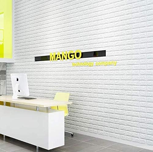 Pannelli adesivi, da parete, 77 cm x 70 cm X 2 mm,10 pezzi, bianco, autoadesivi, 3D, adesivi murali, mattone, impermeabile, in PVC, per camera da letto, soggiorno, cucina, ufficio