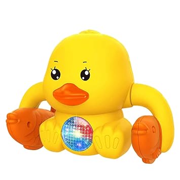 PLUSPOINT Baby Toys 6 to 12 Months Musical Toys Dancing with 360?Roll & Glow, Music and Light Baby Toys 3-6 Months Crawling Toys for Baby Boy Girl Gifts (Duck)