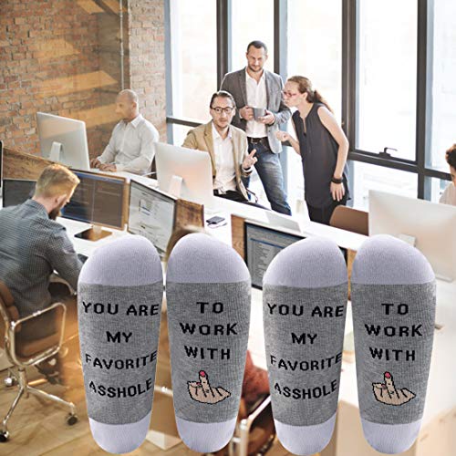 LEVLO Funny Coworker Appreciation Gifts Favotire Asshole/Bitch To Work With Socks for Colleague Manager Boss4