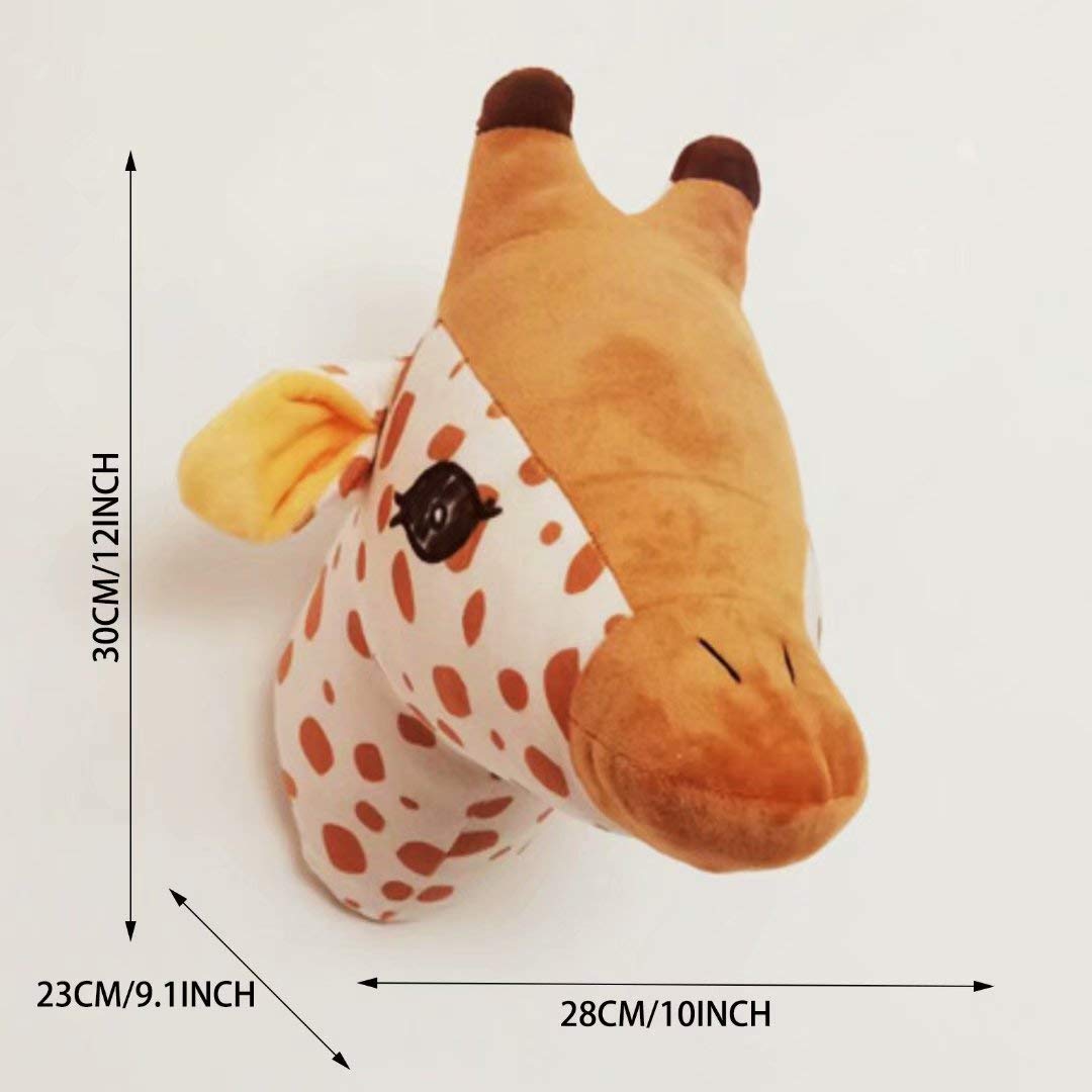 SHIKUN Colgante de pared de animal hecho a mano, decoración de pared de cabeza de animal, arte de pared de guardería para niños y niñas, habitación de niños