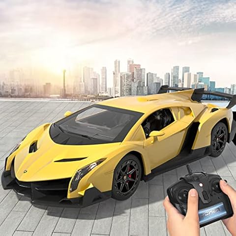 Officially Licensed RC Series, 1:24 Scale Electric Sport Racing Hobby Toy Car Yellow Model Vehicle for Boys Girls 3 4 5 6 7 8 9 Years Old Birthday Gifts Cover