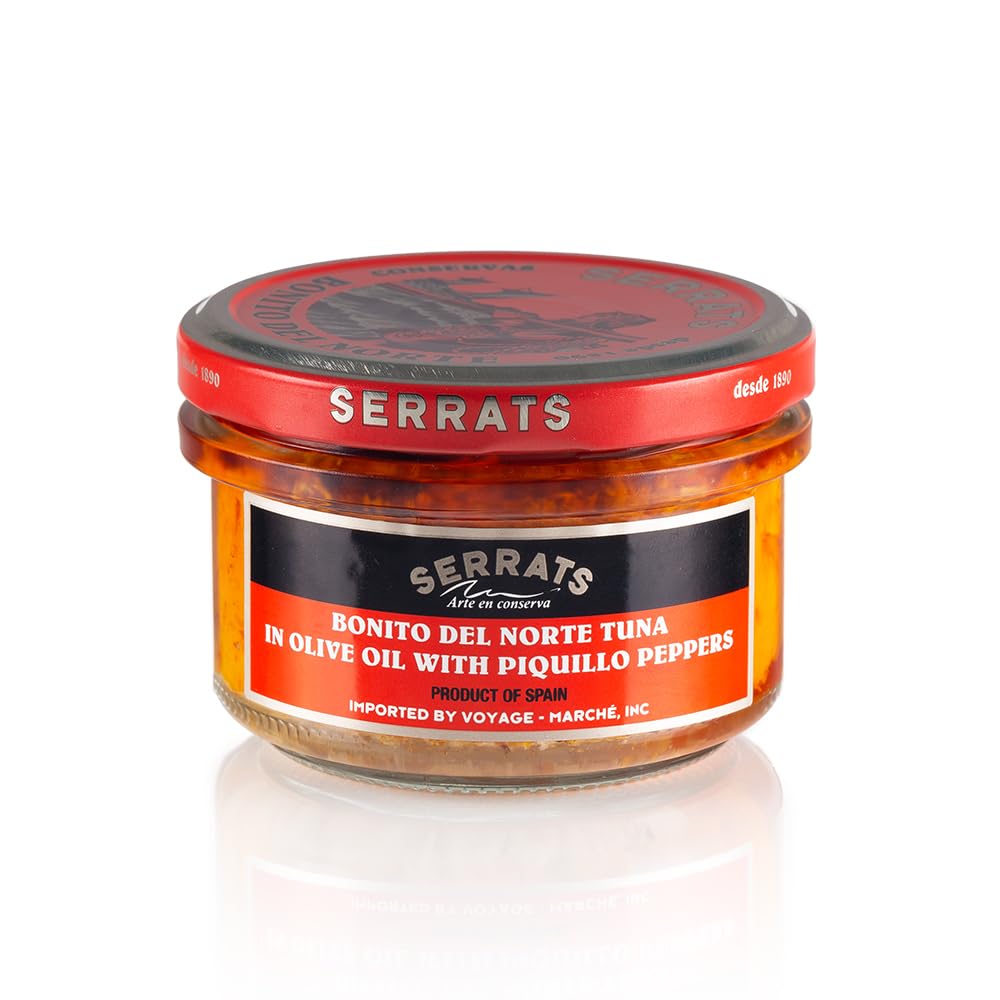 SERRATS BONITO DEL NORTE TUNA IN OLIVE OIL WITH PIQUILLO PEPPERS, 1 Ounce (Pack of 1)