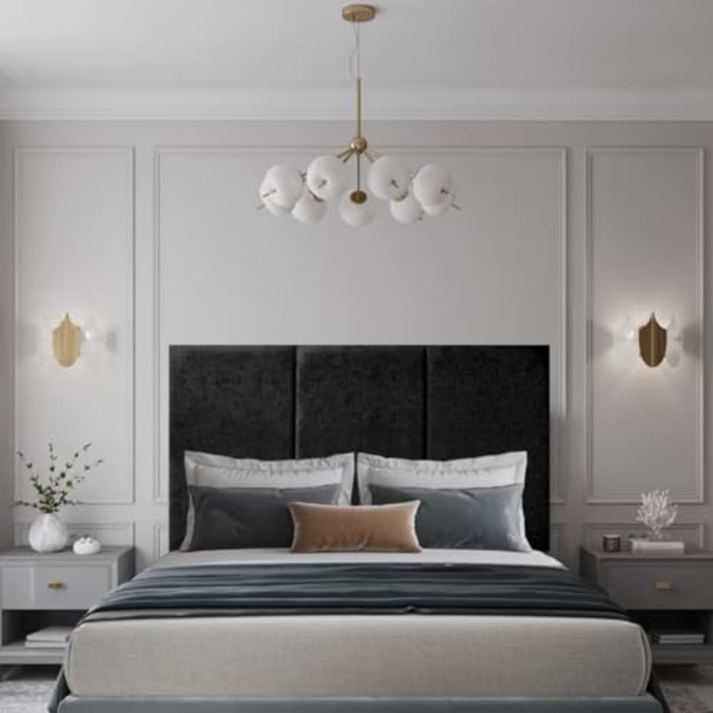 luxisleepltd York Tufted Linen Headboard, 50.8-76.2 cm Tall, 91.4-137.2 cm Wide for Divan Bed, Black (White, 4ft6-26''Tall)