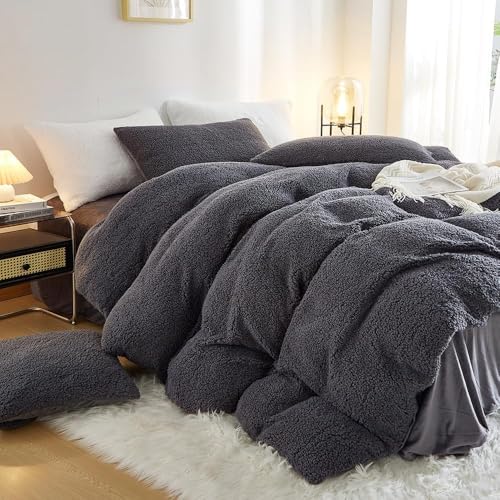 Covebett Winter Warm Bettwäsche 135x200 Grau Teddy Fleece Cashmere Touch – Ansicht 1