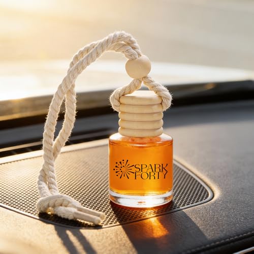 Image of Orange Car Air Freshener Hanging | Car Perfume, 8 ml | 0.27 fl oz (8 ml) | 30-Day Luxury Glass Diffuser | Orange, Lemon & Creamy Vanilla | Long-Lasting Citrus Scent