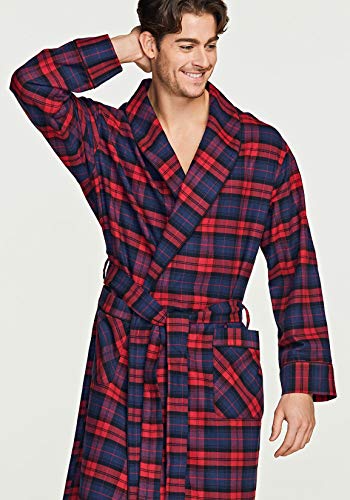 CQR Men's 100% Cotton Flannel Robe, Lightweight Soft Plaid Lounge & Night Sleepwear Robes4