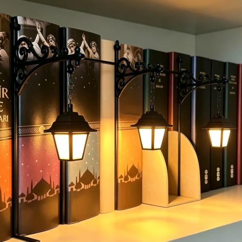 TRAILQUESTE Library Lantern-Decorative Bookshelf Lighting Library Lantern Mini Bookshelf Lamp Reading Book Shelf Lights for Study Reading Corner Home Library Unique Gift for Book Lovers (3Pcs)